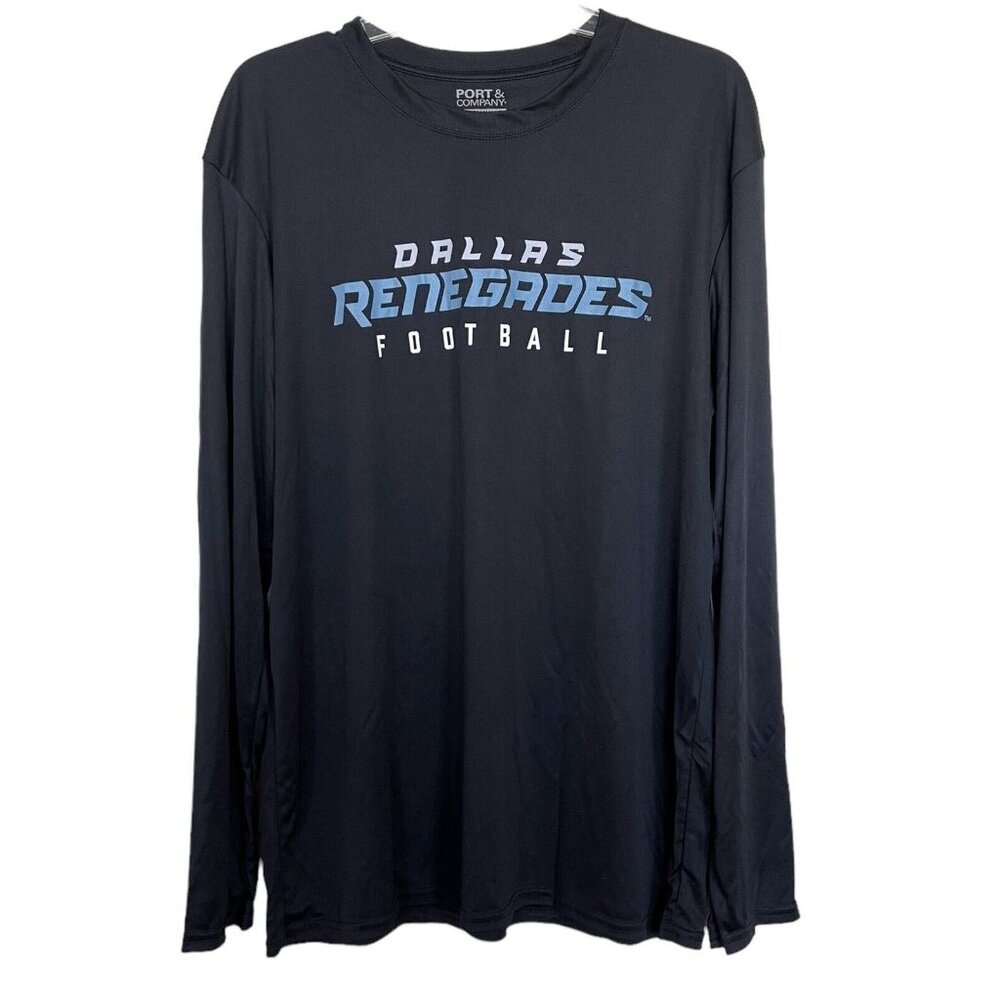 XFL DALLAS Renegades‎ Long Sleeve athletic Shirt Size Large L Black Blue